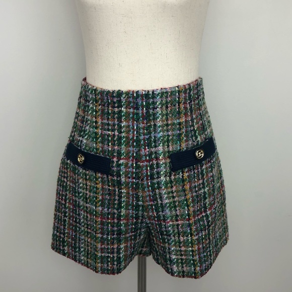 Sandro multicolor tweed high-waist shorts US 2-4 - Picture 3 of 10